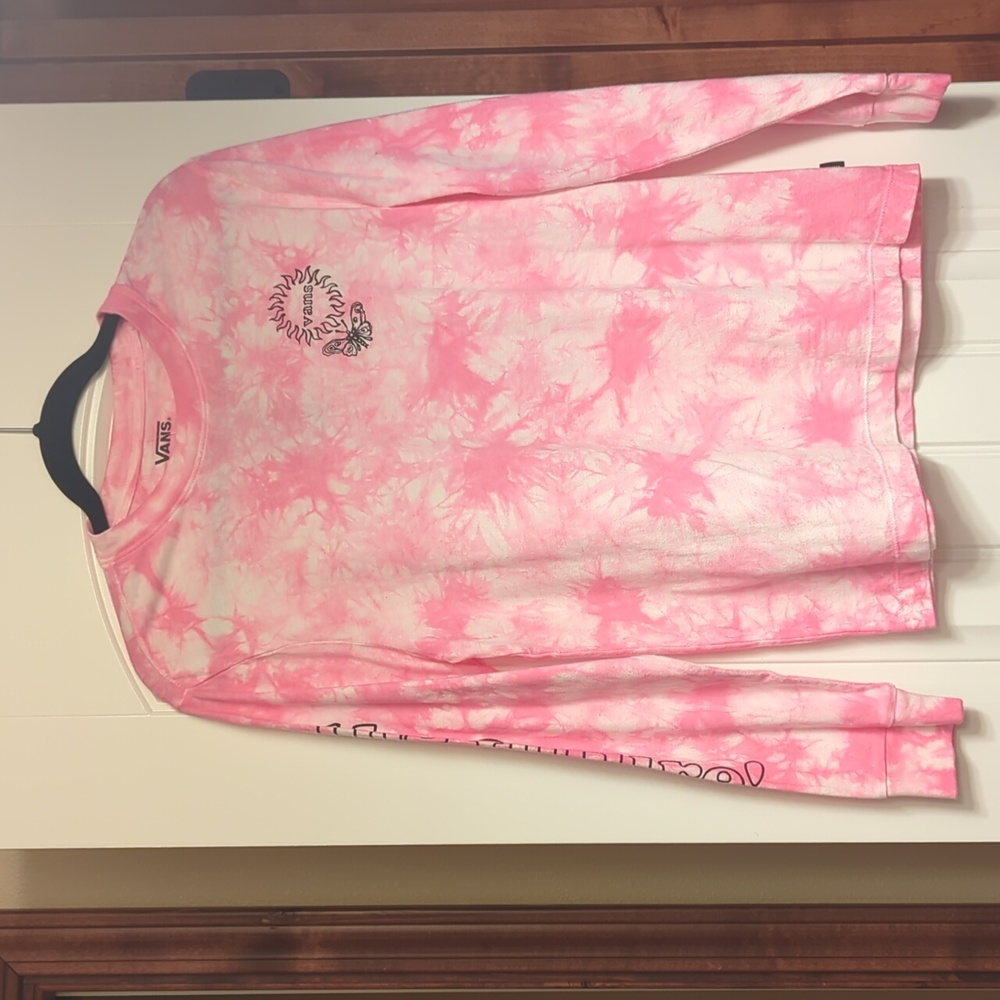 Vans Pink Tie-Dye Long Sleeve Shirt Small
